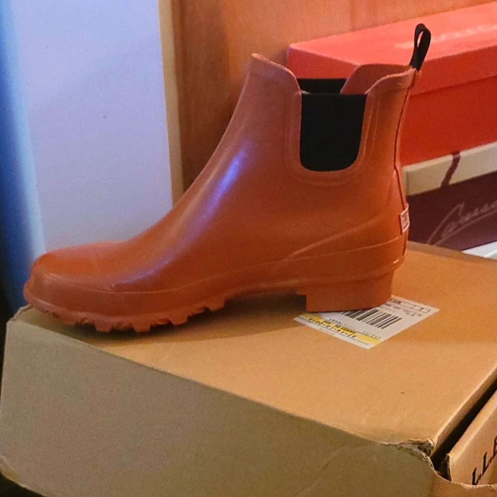 LL Bean Orange Rubber Boot